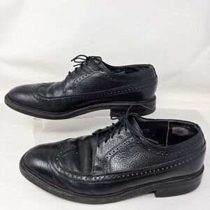 Hanover Wingtip Brogue Oxfords Mens 9 D 70128 Black Leather Dress Shoes USA Made